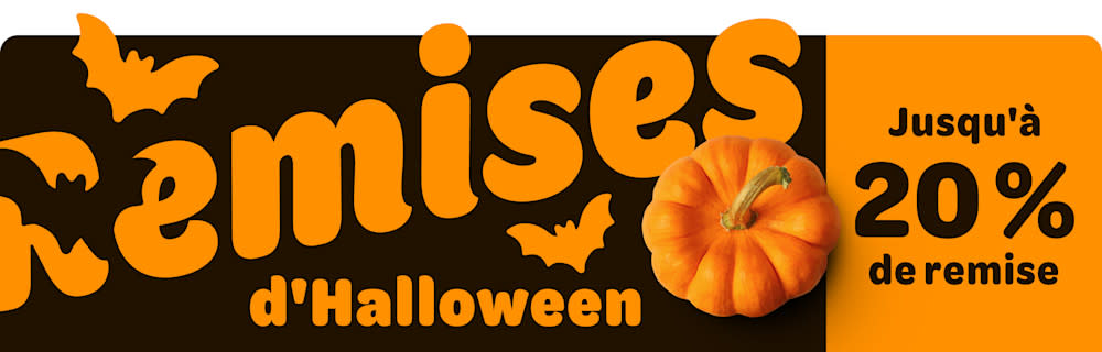 Remises d'Halloween. Jusqu'à 20% de remise.