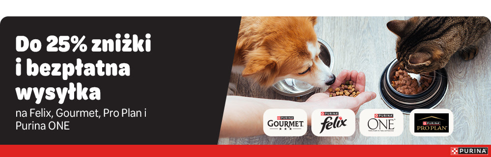 Do 25% zniżki i bezpłatna wysyłka na Felix, Gourmet, Pro Plan i Purina ONE