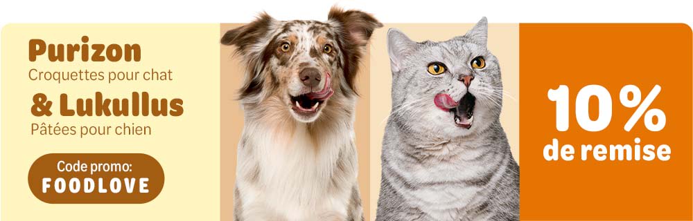 10% Rabatt auf Purizon Trockenfutter für Katzen und Lukullus Nassfutter für Hunde