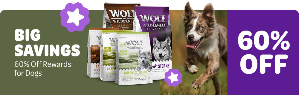 60% off selected wolf of wilderness products in the reward shop