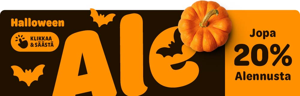 Jopa 20% alennusta. Halloween ale. Klikkaa & säästä.