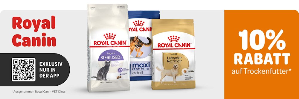 10% Rabatt auf Royal Canin Trockenfutter in der zooplus-App