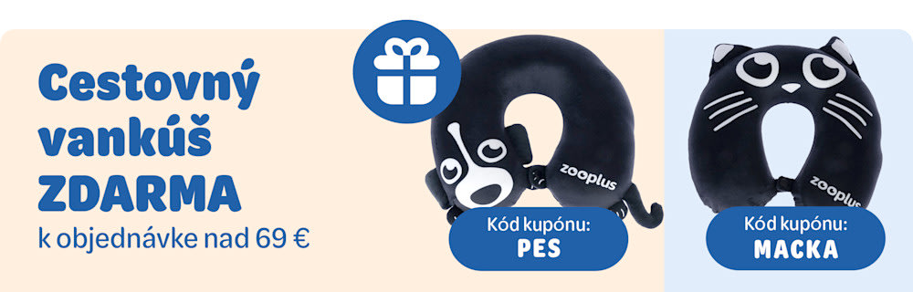 Cestovný vankúš zdarma k objednávke nad 69€. Kód kupónu: PES, Kód kupónu: MACKA