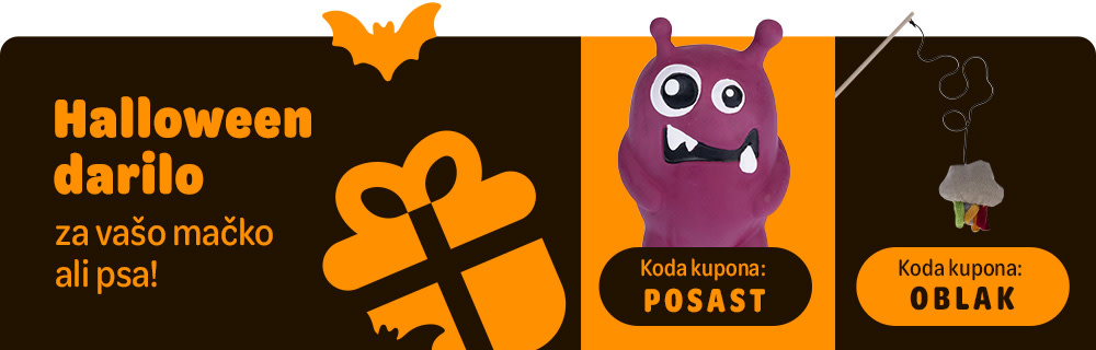 Halloween darilo za vašo mačko ali psa! Koda kupona: POŠAST. Koda kupona: OBLAK.