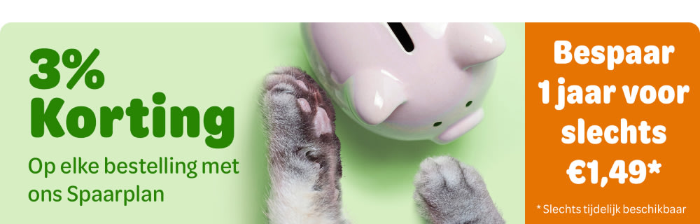 3% korting op elke bestelling met ons Spaarplan!