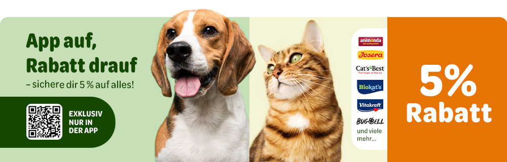 5% Rabatt auf das gesamte Sortiment in der zooplus-App