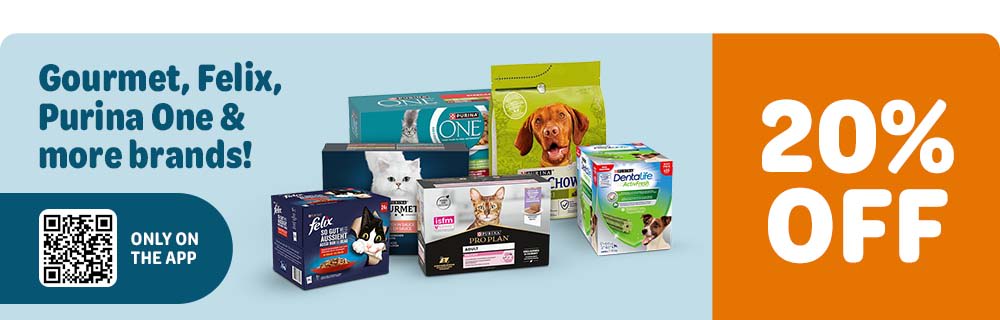20% off Gourmet, Felix, Purina One & more brands: only on the app