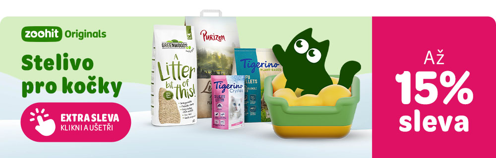 Na stelivo pro kočky až 15% sleva zoohit Originals. Extra sleva - klikni a ušetři.