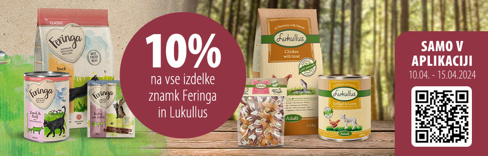 10% popust na vse izdelke znamk Lukullus in Feringa v naši mobilni aplikaciji