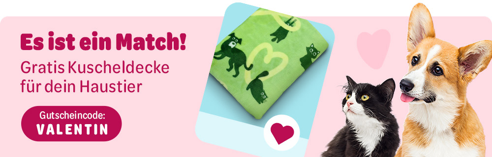 Es ist ein Match! Gratis Kuscheldecke für dein Haustier, Gutscheincode Valentin