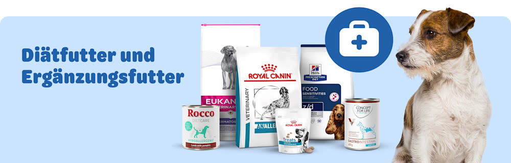 Diätfutter und Ergänzungfutter für Hunde