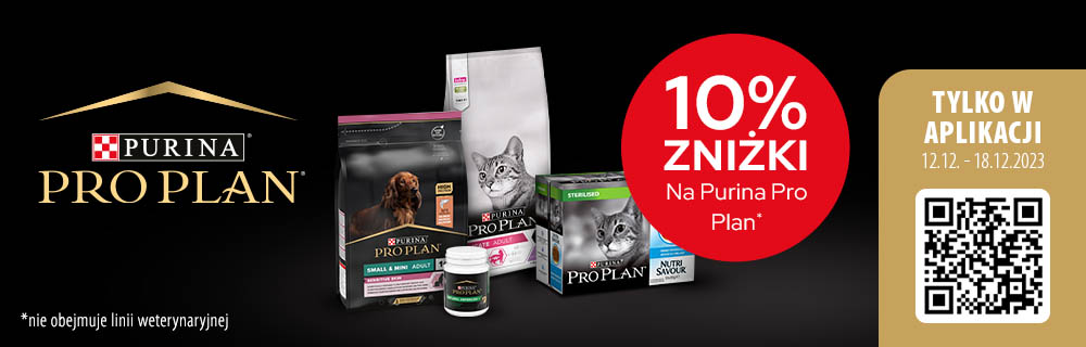 10% rabatu na zakup produktów Purina Pro Plan (tylko w aplikacji)