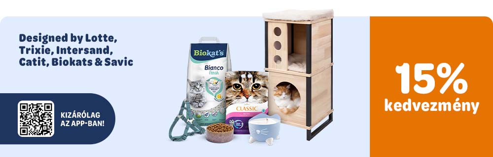 Designed by Lotte, Trixie, Intersand, Catit, Biokat's & Savic 15% kedvezmény