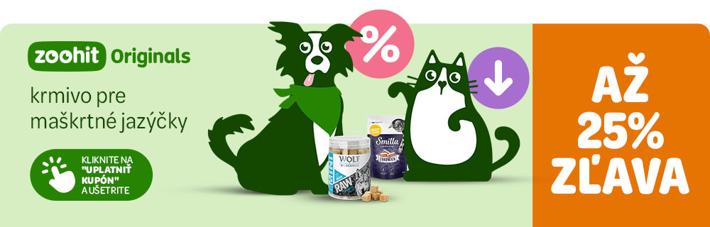 zoohit Originals - krmivo pre maškrtné jazýčky. Kliknite na "Uplatniť kupón" a ušetrite. Zľava až 25%.