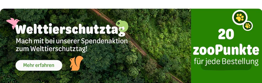 Welttierschutztag - Mach mit bei unserer Spendenaktion zum Welttierschutztag! 20 zooPunkte für jede Bestellung