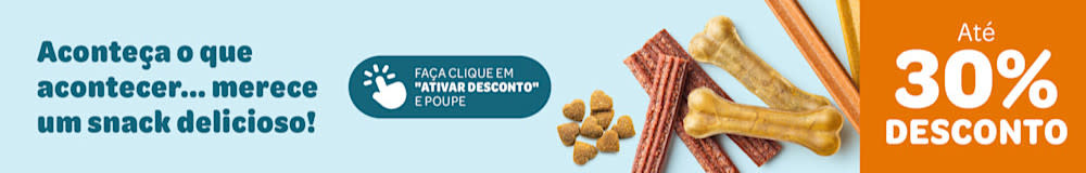 Até 30% de desconto em snacks para cães e gatos