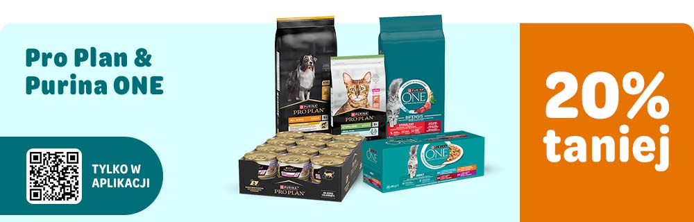20% zniżki na wybrane produkty Purina Pro Plan, Purina One – tylko w aplikacji!