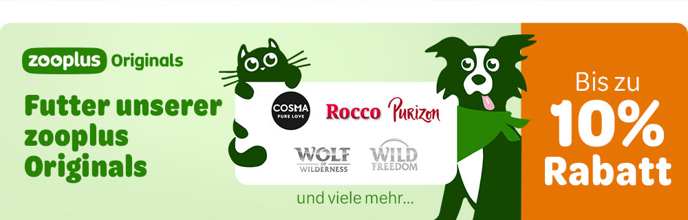 Bis zu 10% Rabatt auf Futter unserer zooplus Originals