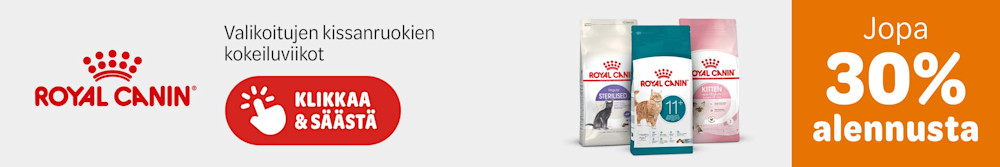 Valikoitujen Royal Canin kissanruokien kokeiluviikot. Jopa 30% alennusta. Klikkaa ja säästä.