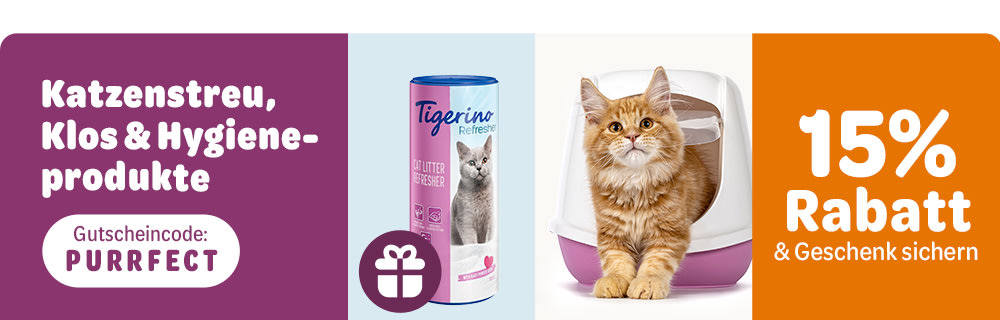 15% auf Katzenstreu, Klos & Hygieneprodukte