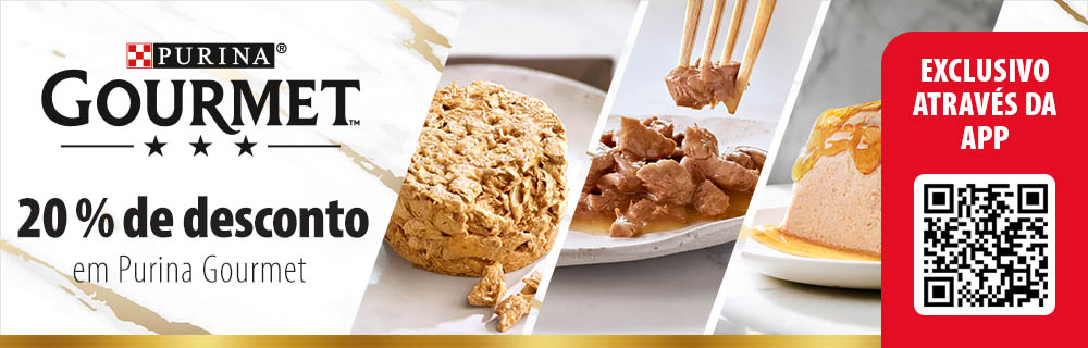 20 % de desconto em comida para gatos Gourmet - Em exlusivo na App