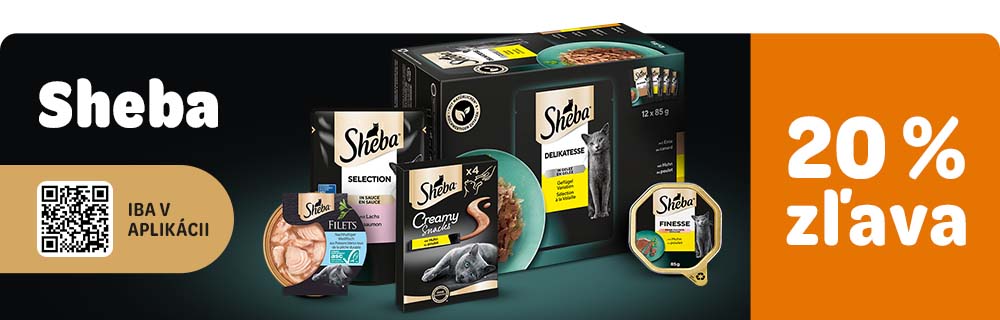 Sheba 20 % zľava iba v aplikácii