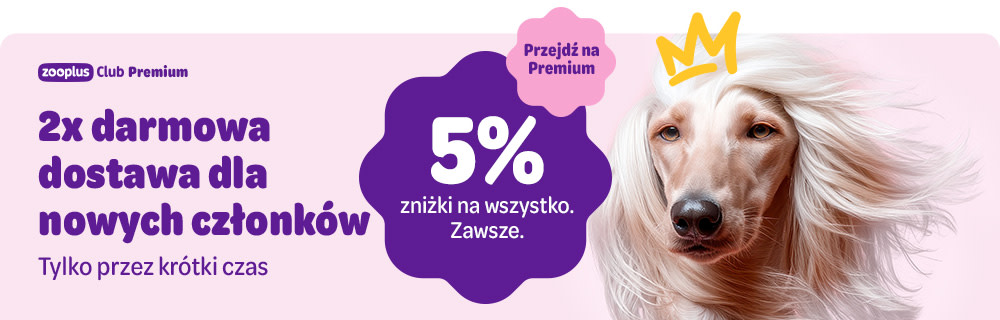 zooplus Club Premium: 2x darmowa dostawa dla nowych członków. Tylko przez krótki czas. 5% zniżki na wszystko. Zawsze. Przejdź na premium.