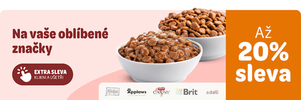 Vaše oblíbené značky - až 20% sleva! Extra sleva - klikni a ušetři. Mjamjam, Applaws, Animonda, Brit a další značky