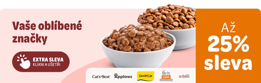Na vaše oblíbené značky až 25% sleva! Extra sleva - klikni a ušetři. Cats Best, Applaws, GimCat, Brit care a další