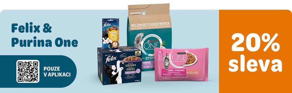 Felix a Purina One Pouze v aplikaci 20% sleva
