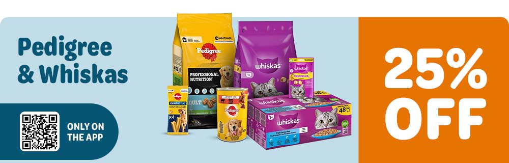 save 25% on pedigree and whiskas on the zooplusapp!