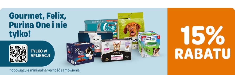 15% rabatu na Gourmet, Felix, Purina One i nie tylko! Tylko w aplikacji