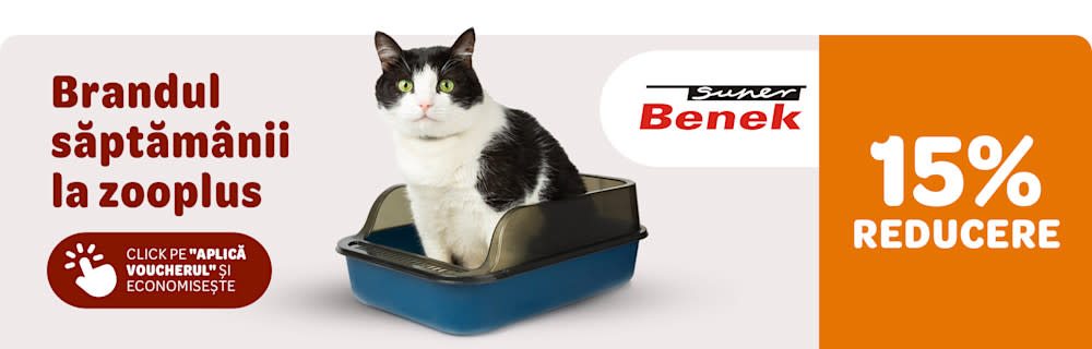 Benek: Brandul săptămânii la zooplus. 15% reducere. Click pe Aplică voucherul și economisește.