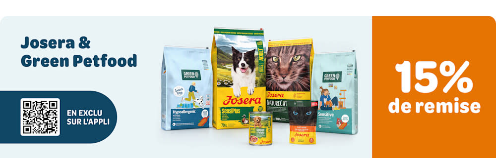 En exclu sur l'appli: 15 % de remise sur Josera & Green Petfood