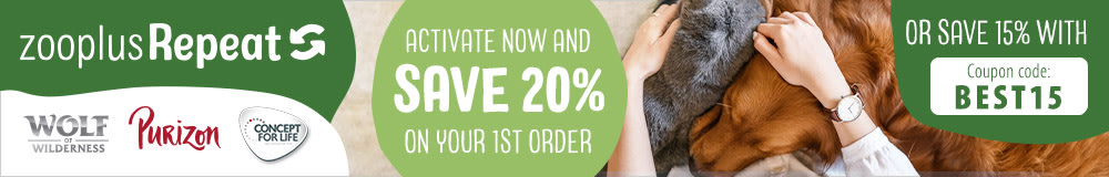 Save 20% on your first zooplus Repeat order when you buy premium selected brands!