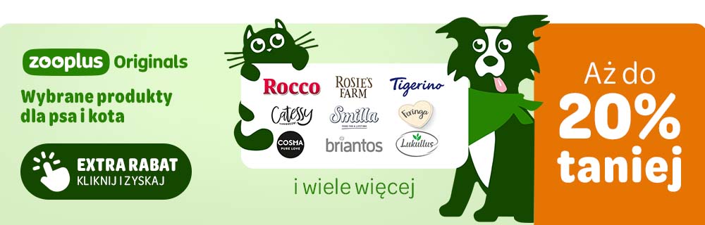 Do 20% zniżki na wybrane karmy i przysmaki zooplus originals!