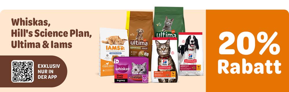 20% Rabatt auf Whiskas Wet, Hill's Science Plan, Ultima and Iams