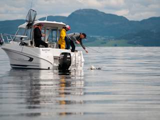 Launching underwater drone from back of boat