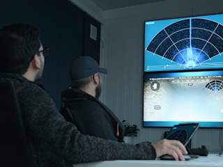 Command center with sonar on TV screen