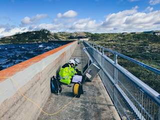Drone operators at a hydropower location