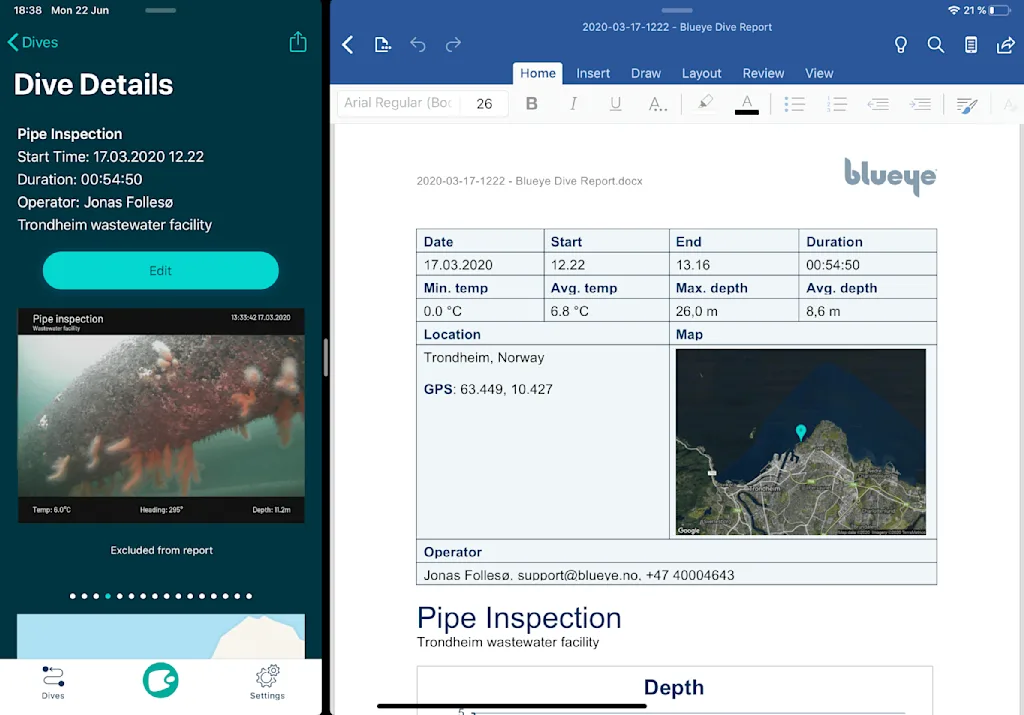 Screenshot of a report generated using the default template.