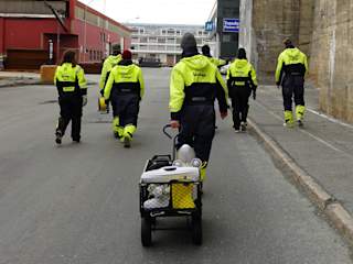 Interns on their way to testing.