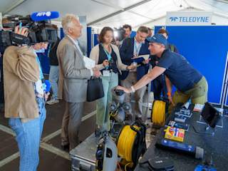 Christian Gabrielsen at SeaSEC showcasing the Blueye ROV