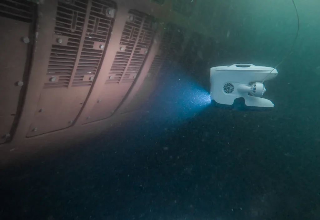 Inspecting box coolers on the Deep Energy vessel