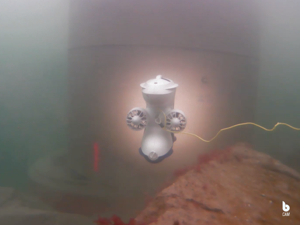 The Blueye pioneer underwater drone performing construction inspections