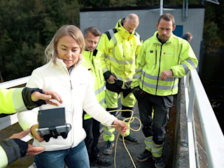Blueye holding a demo inspection at a water-work facility