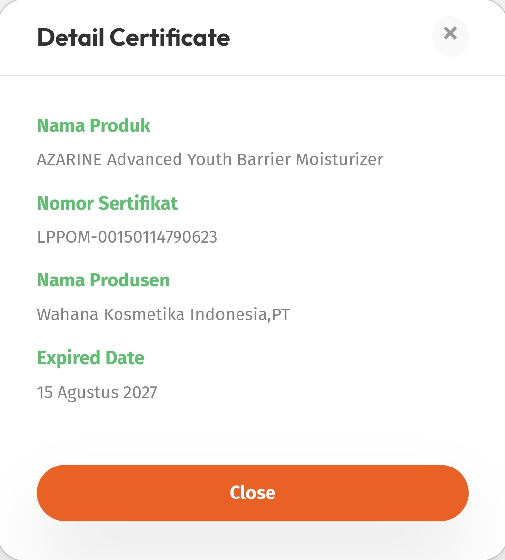 sertifikat halal moisturizer advanced youth