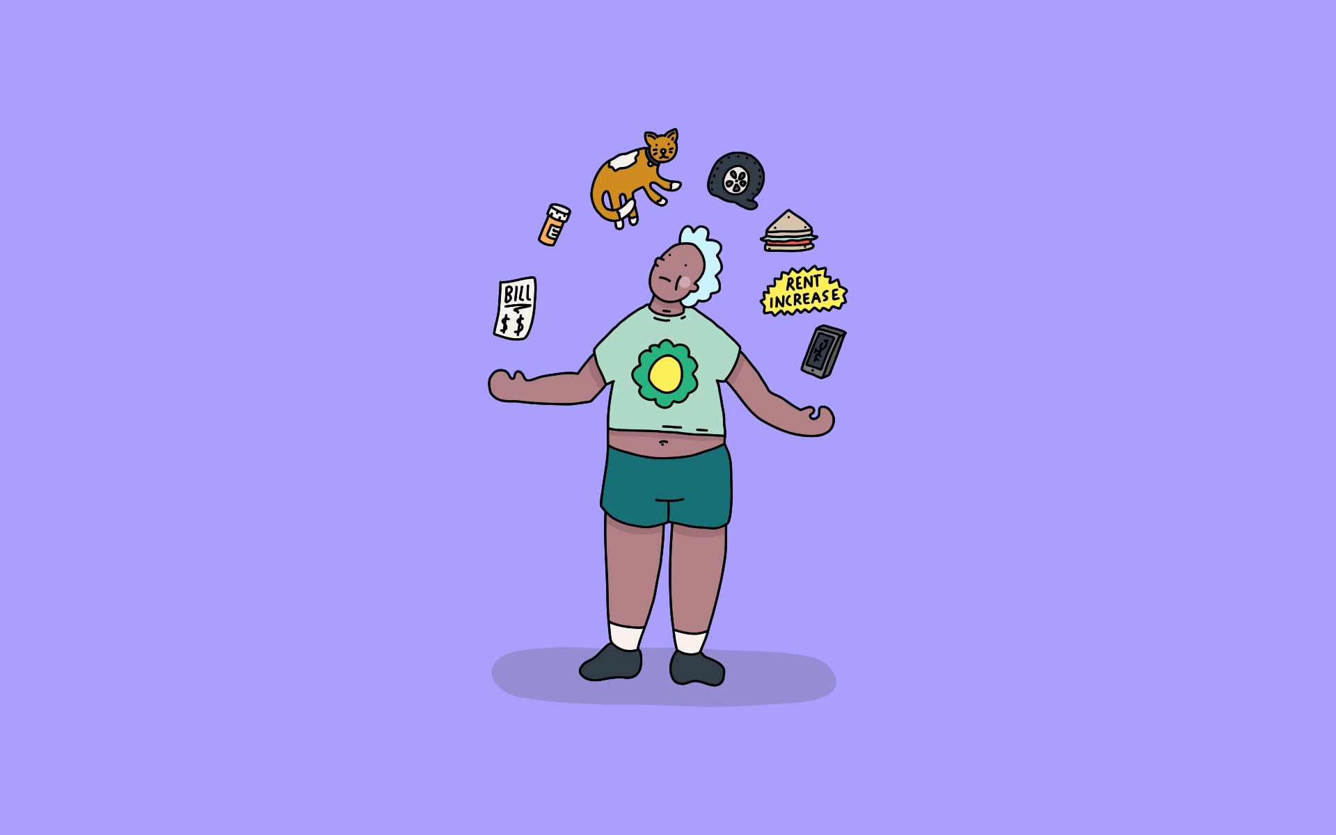 illustration of person juggling their different financial responsibilities