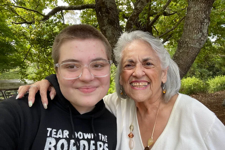 Frankie García-Collyer and her Abuela smiling at the camera