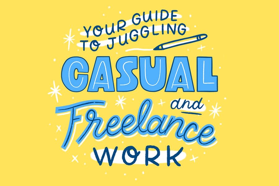 cartoon that says your guide to juggling freelance and casual work